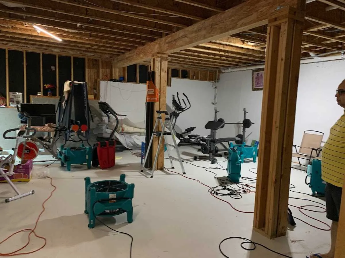 Basement drying equipment setup for Contents Cleaning & Restoration in Stillwater